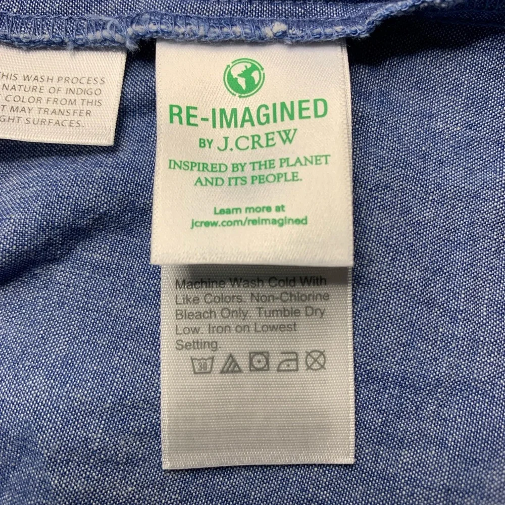 J.Crew Re-Imagined denim dress raglan long sleeves front button closure size LT - Picture 10 of 11